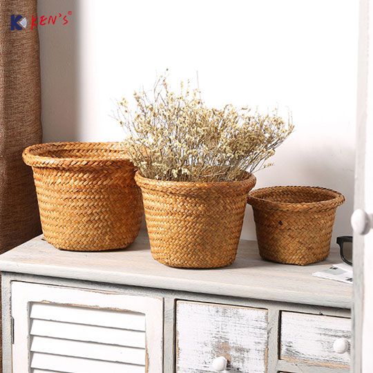 Flat seagrass storage basket S/3 （1039）