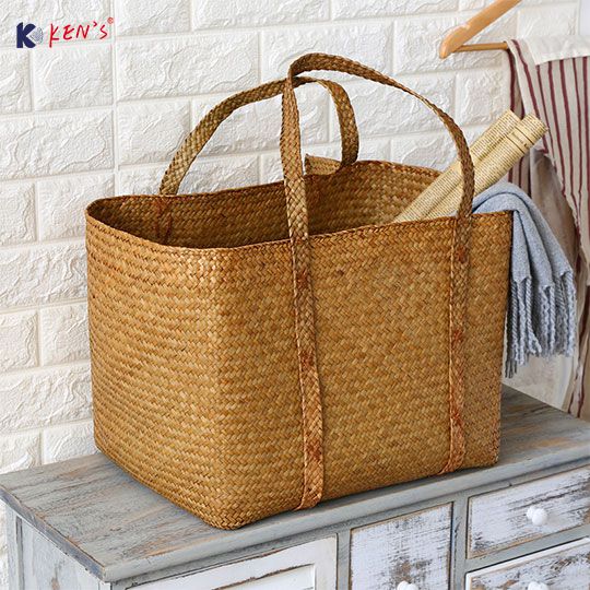 Flat seagrass laundry hand bag （2262）