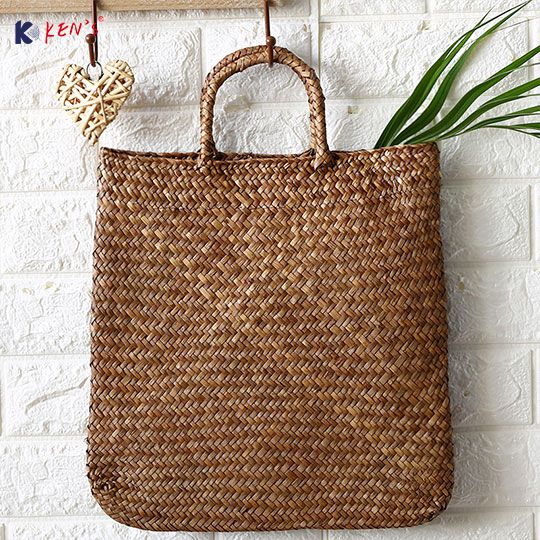 Flat seagrass hand bag （2411）