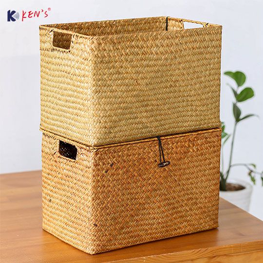 Flat seagrass large storage basket S/3 (2396)