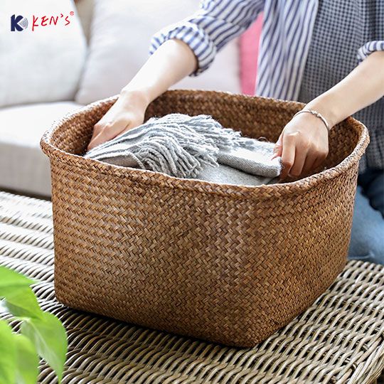 Flat seagrass storage basket S/3 (2463)