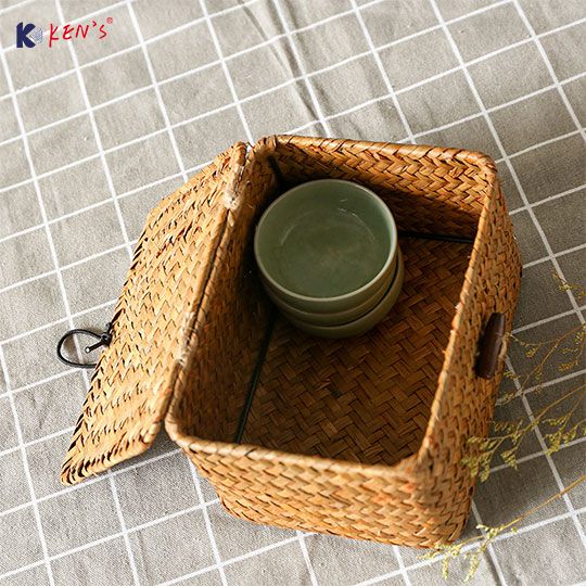 草编有盖收纳盒/礼品盒茶叶包装盒 （K002501）