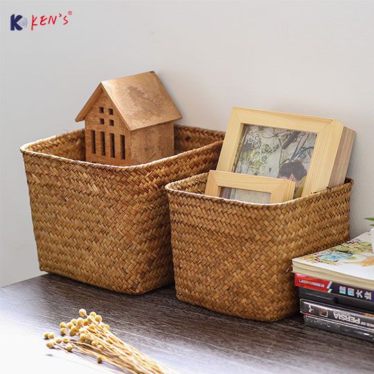 Flat seagrass storage basket S/3 （2516）