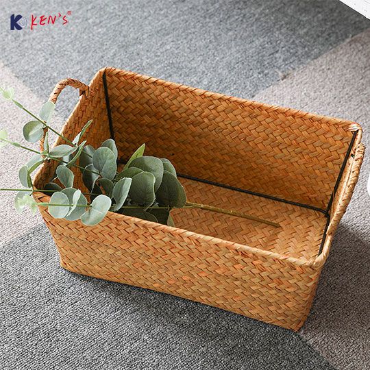 蒲草双耳提手收纳框(K002622)