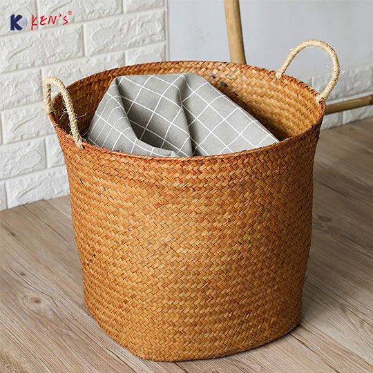 Flat seagrass basket with round shape (2802)