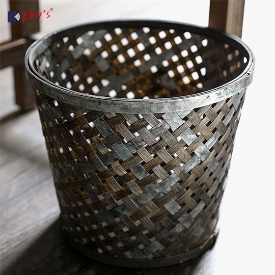 竹编镀锌收纳筐（K002497）