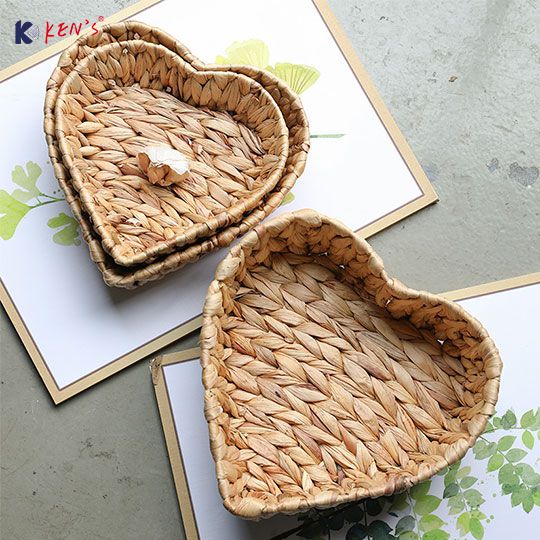 Water hyacinth tray - heart shape S/3 （2648）