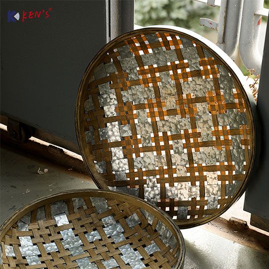 Bamboo/Metal storage tray - Round S/3（2668）