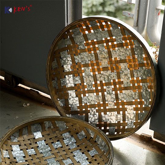 圆形晒篮竹编镀锌(K002668)
