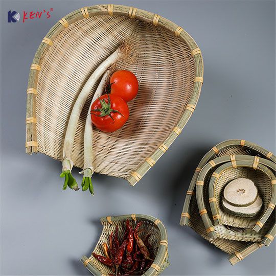 竹编簸箕蔬菜篮(K002818)