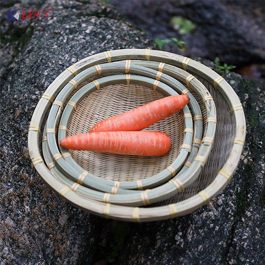 竹编淘米箩/竹青沥水洗菜篮(K002819)