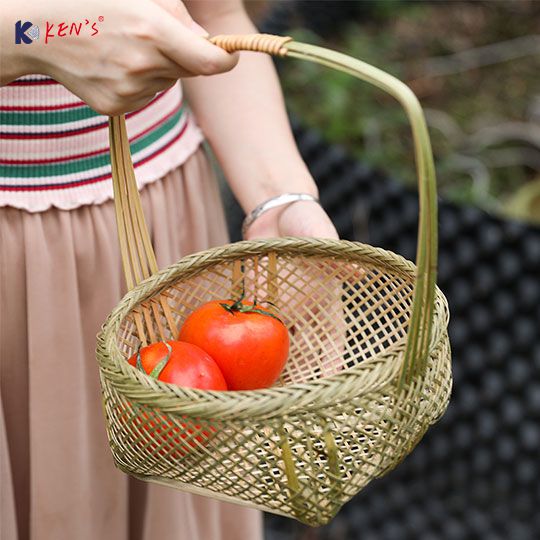 Bamboo basket with hollow design S/5 （2833）