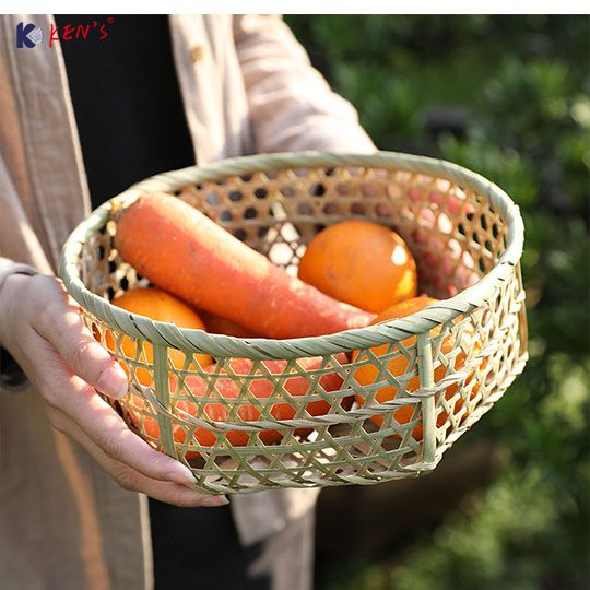 Bamboo basket with hollow design S/3（2775）