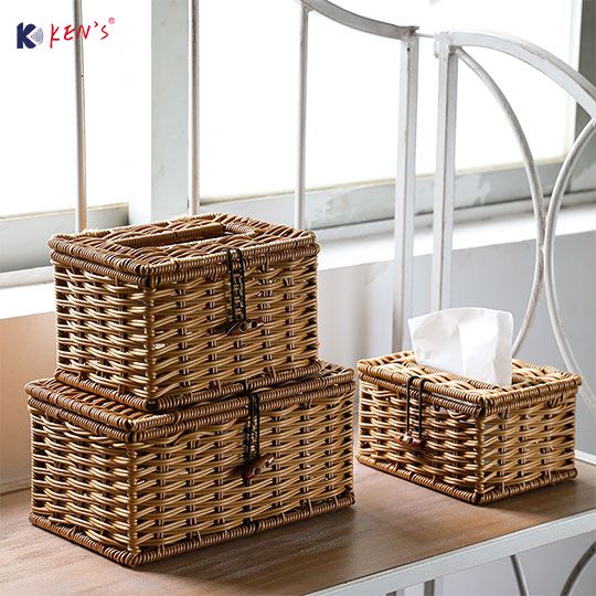 Plastic rattan tissue box （2761）