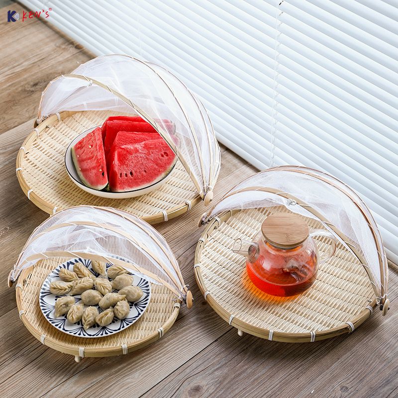 Bamboo basket with net S/4（1128）