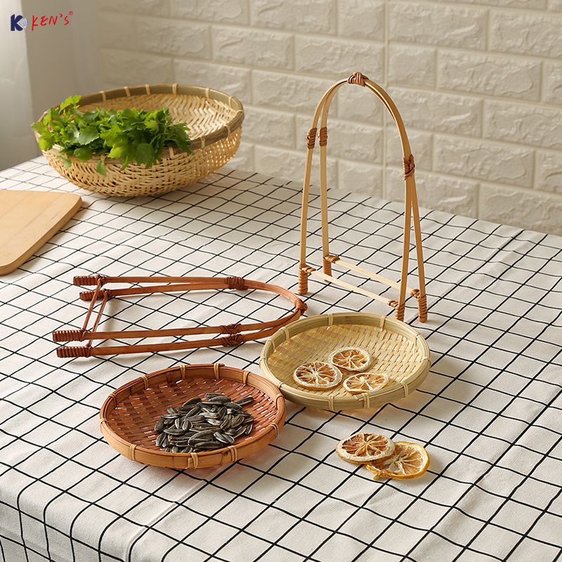 Small bamboo tray with assemble handle (1335)