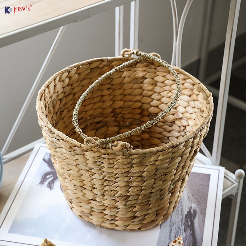 Water hyacinth basket with foldable handle (2230)