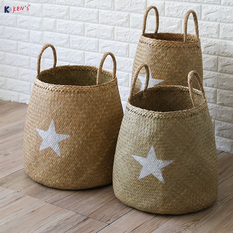 Flat seagrass basket - No frame S/3 (2809)