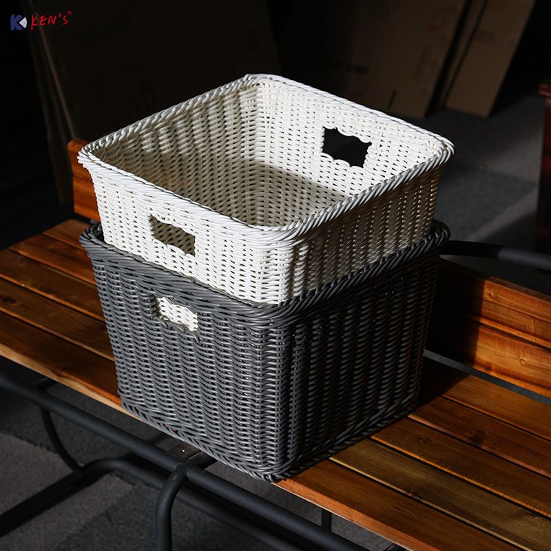 Plastic rattan storage basket (2962)