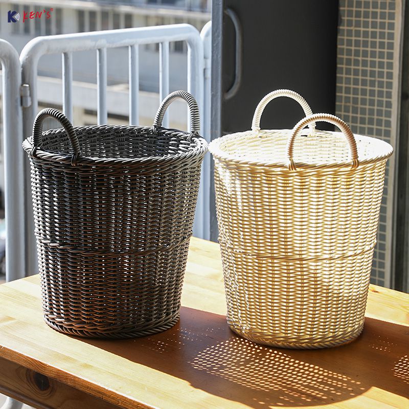 Plastic rattan storage basket (2963)