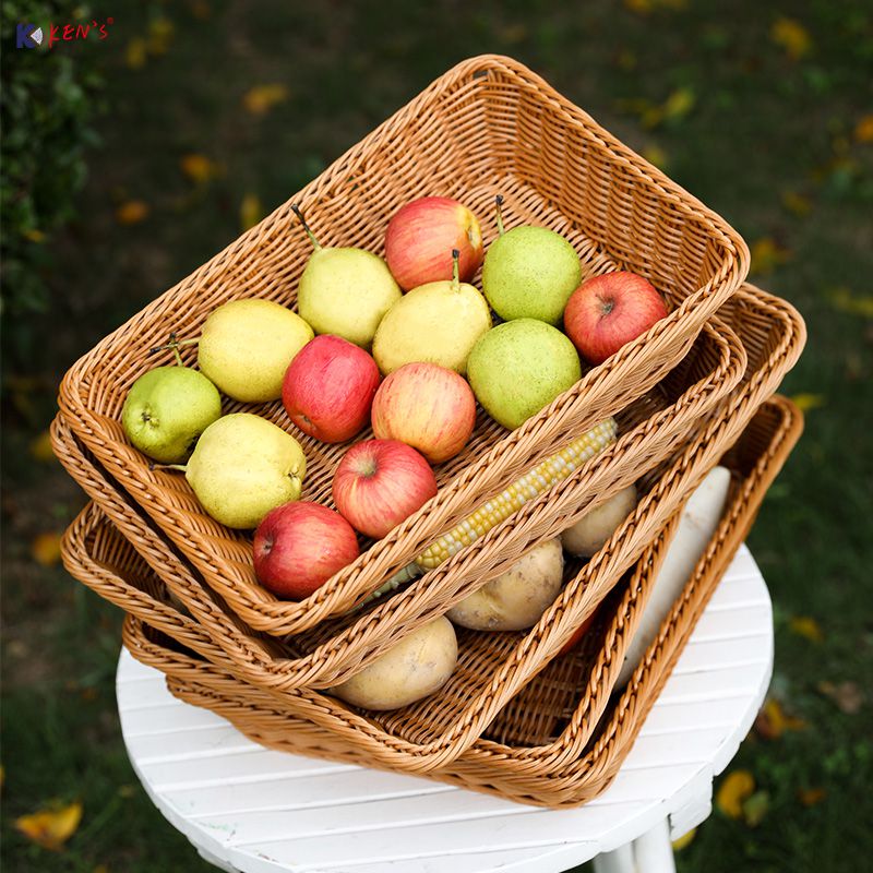 Plastic rattan storage tray (2964)